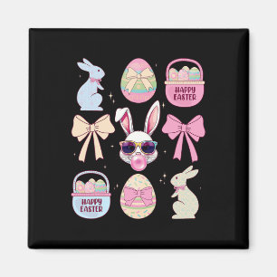 Cooler Retro-Osterhase, süße, leuchtende Farben Fa Magnet
