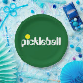 Cooler Retro-PICKLEBALL-Text fett grüner Hintergru Pappteller (Party)