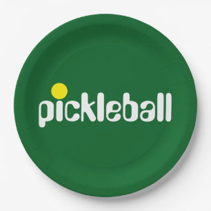 Cooler Retro-PICKLEBALL-Text fett grüner Hintergru Pappteller