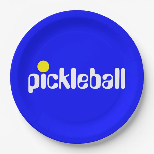 Cooler Retro PICKLEBALL Text hell Blau Hintergrund Pappteller (Vorderseite)