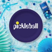 Cooler Retro PICKLEBALL Text Navy Blue Background Pappteller (Party)