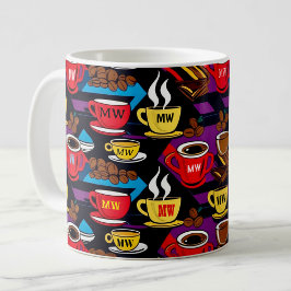 Cooler Retro-Pop-Stil mit eigenen Initialen Kaffeetasse