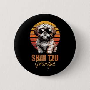 Cooler Retro-Shih-Tzu-Opa Lustiger Vintage-Hund Button