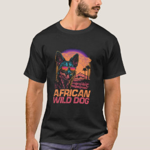 Cooler Retro Sonnenbrille Afrikanischer Wildhund T-Shirt