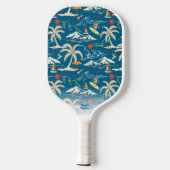 Cooler Retro-Tropischer Hawaiianischer Surfer-Benu Pickleball Schläger (Rückseite)