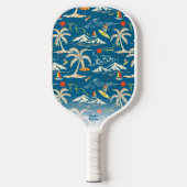 Cooler Retro-Tropischer Hawaiianischer Surfer-Benu Pickleball Schläger (Vorderseite)