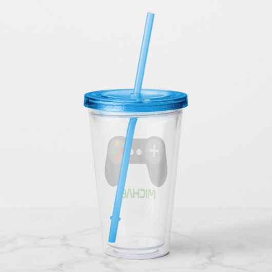 Cooler Retro-Videospielcontroller Acryltrinkbecher (Rückseite)