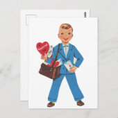 cooler Retro-Vintager Valentinjunge Postkarte (Vorne/Hinten)