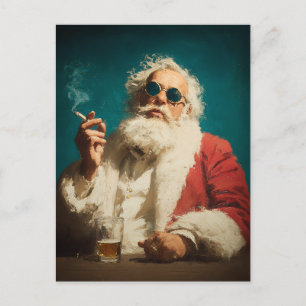 Cooler Retro-Weihnachtsmann-Porträt Feiertagspostkarte