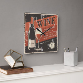 cooler Retrowein Zuhause Bar Quadratische Wanduhr