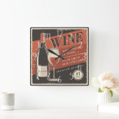 cooler Retrowein Zuhause Bar Quadratische Wanduhr (Zuhause)