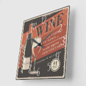 cooler Retrowein Zuhause Bar Quadratische Wanduhr (Winkel)