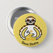 Cooler Rett SLOTHS - gefährdetes Tiergelb Button (Vorne & Hinten)