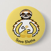 Cooler Rett SLOTHS - gefährdetes Tiergelb Button (Vorderseite)