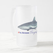 Cooler Riffhai Mattglas Bierglas (Vorderseite Links)