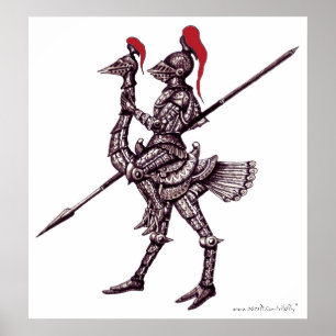 Cooler Ritter auf abstraktem Plakat der grafischen