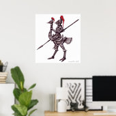 Cooler Ritter auf Straußenposter abstrakter Grafik Poster (Heimbüro)