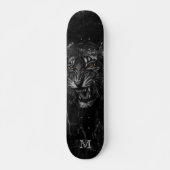 Cooler Roaring Tiger Black Marble Hintergrund Skateboard (Vorne)