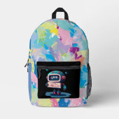 Cooler Roboter Hallo+STRG Technischer Stil Bedruckter Rucksack (Vorderseite)