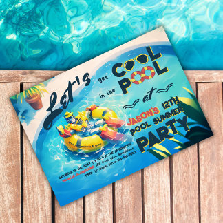 Cooler Roboter im Pool-Party Einladung