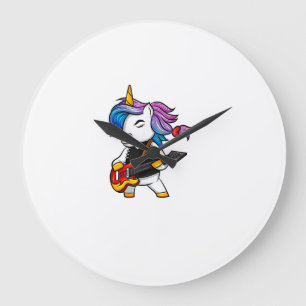 Cooler Rock and Roll Einhorn mit Gitarre für Rock- Große Wanduhr