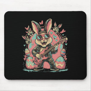 Cooler Rock-Hase mit E-Gitarre für Rock-Ostern Mousepad