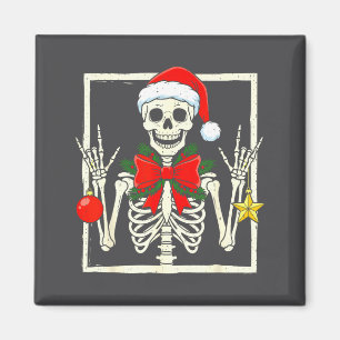 Cooler Rock-Skelett-Weihnachtsmannhut Christmas Pu Magnet