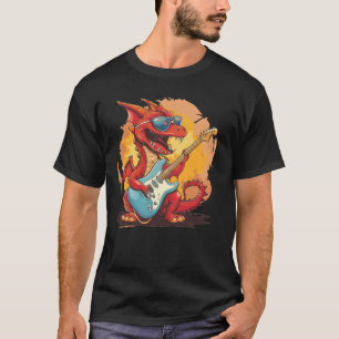 Cooler rockender Drache mit Sonnenbrille und elekt T-Shirt