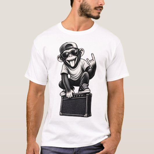 Cooler Rockstar-Affe  T-Shirt (Vorderseite)