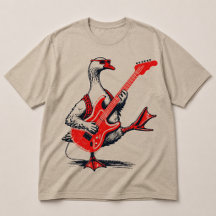 Cooler Rockstar-Gans spielt rote E-Gitarre