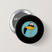 cooler rosa Flamingo mit Sonnenbrille Button (Vorne & Hinten)