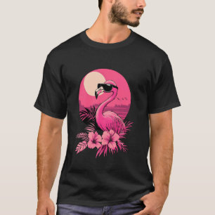 Cooler Rosa Flamingo Mit Sonnenbrille Retro Sonnen T-Shirt
