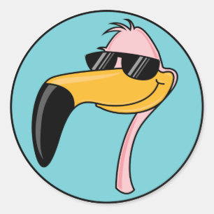 cooler rosa Flamingo mit Sonnenbrille Runder Aufkleber