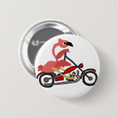 Cooler rosa Flamingo-Reitmotorrad-Cartoon Button (Vorne & Hinten)