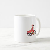 Cooler rosa Flamingo-Reitmotorrad-Cartoon Kaffeetasse (VorderseiteRechts)