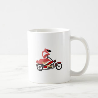 Cooler rosa Flamingo-Reitmotorrad-Cartoon Kaffeetasse