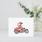 Cooler rosa Flamingo Riding Motorrad Cartoon Postkarte (Stehend Vorderseite)
