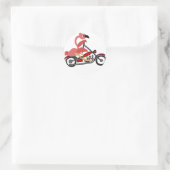 Cooler rosa Flamingo Riding Motorrad Cartoon Runder Aufkleber (Tasche)