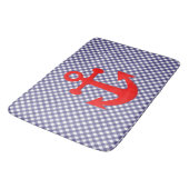 Cooler roter Anker auf Schachbrettmuster Badematte (Schrägansicht)