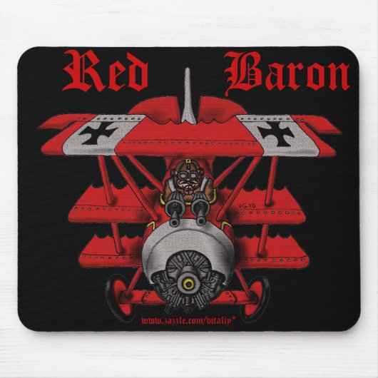 Cooler roter Baron-Flugzeug mousepad Entwurf (Vorne)