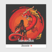 Cooler Roter Drachensticker Aufkleber (Blatt)