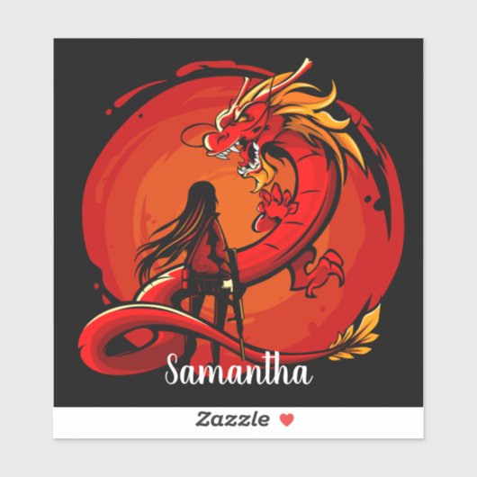 Cooler Roter Drachensticker Aufkleber (Blatt)