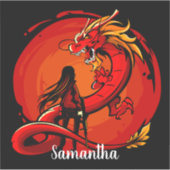 Cooler Roter Drachensticker Aufkleber (Vorderseite)