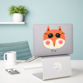 Cooler roter Fuchs mit Sonnenbrille Aufkleber (Laptop auf Schreibtisch)