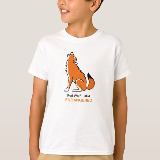 Cooler Roter Wolf - Gefährdete tierische Grafik- T-Shirt (Vorderseite)
