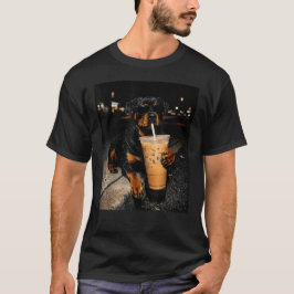 Cooler Rottweiler-Hund trinkt eisgekühlten Kaffee T-Shirt