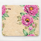 Cooler rustikaler Hintergrund Rosa Blume Wasserfar Mousepad (Vorne)