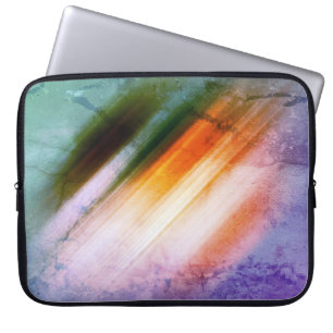 Cooler rustikaler Lila Blauer Orangenstreifen Laptopschutzhülle