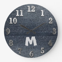 Cooler rustikaler Look Blue Denim Wall Clock