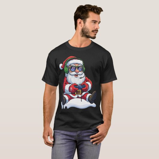 Cooler Santa Gamer Controller Gaming Video Game Xm T-Shirt (Vorne ganz)